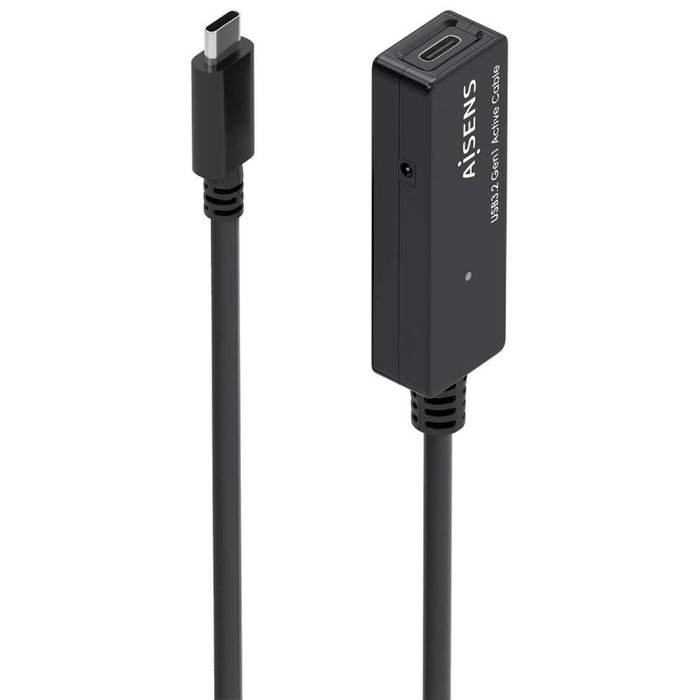 Aisens Cable USB 3.2 Gen1x1 Prolongador con Amplificador USB-C, 5m, Negro